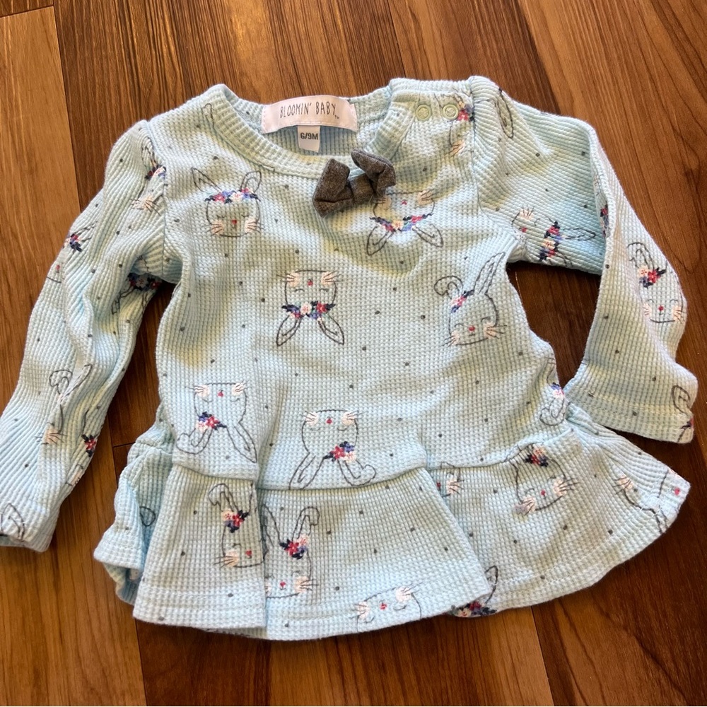 Bloomin’ Baby Waffle Knit Peplum Bunny Shirt
